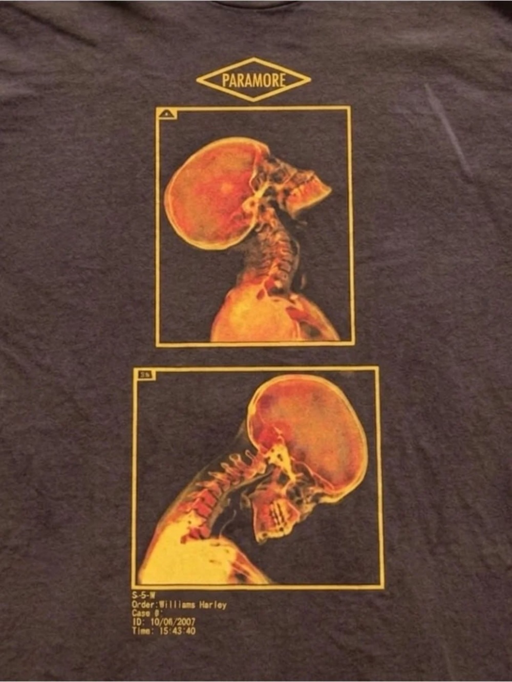 Brown Short Sleeve Tee with Orange Skull X-Ray Panels - Picture 2 of 4